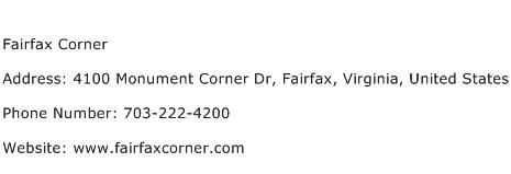 Fairfax Corner Address Contact Number