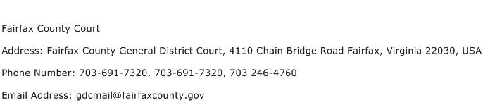 Fairfax County Court Address Contact Number