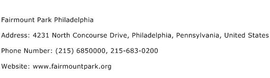 Fairmount Park Philadelphia Address Contact Number