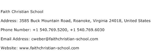 Faith Christian School Address Contact Number