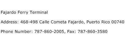 Fajardo Ferry Terminal Address Contact Number