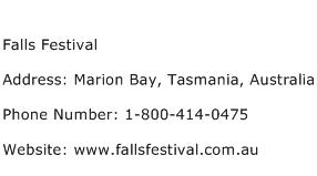 Falls Festival Address Contact Number