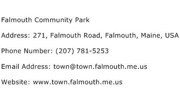 Falmouth Community Park Address Contact Number