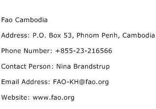 Fao Cambodia Address Contact Number