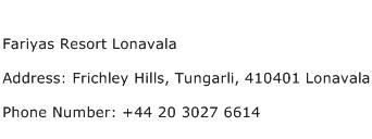 Fariyas Resort Lonavala Address Contact Number