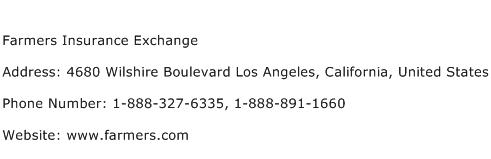 Farmers Insurance Exchange Address Contact Number