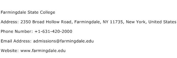 Farmingdale State College Address Contact Number