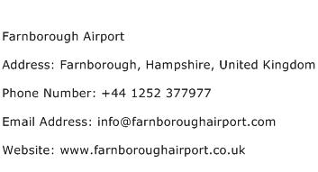 Farnborough Airport Address Contact Number