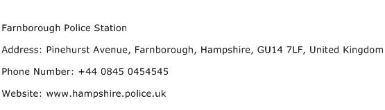 Farnborough Police Station Address Contact Number