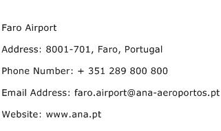 Faro Airport Address Contact Number