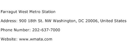 Farragut West Metro Station Address Contact Number
