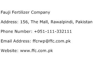 Fauji Fertilizer Company Address Contact Number