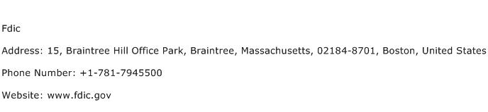 Fdic Address Contact Number