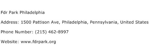 Fdr Park Philadelphia Address Contact Number