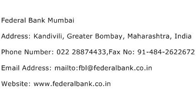 Federal Bank Mumbai Address Contact Number