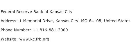Federal Reserve Bank of Kansas City Address Contact Number