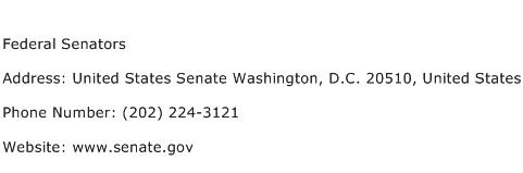 Federal Senators Address Contact Number