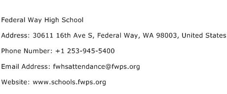 Federal Way High School Address Contact Number