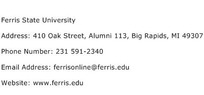 Ferris State University Address Contact Number