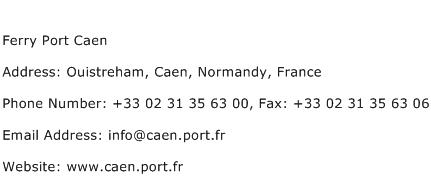 Ferry Port Caen Address Contact Number