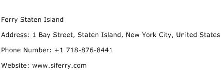Ferry Staten Island Address Contact Number