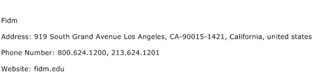 Fidm Address Contact Number