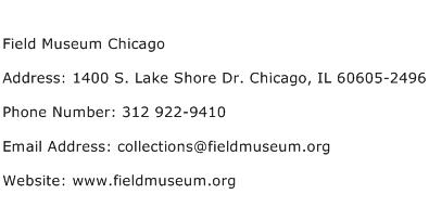 Field Museum Chicago Address Contact Number