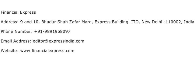 Financial Express Address Contact Number