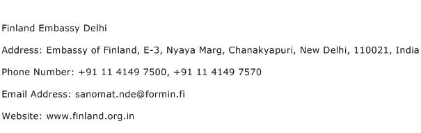 Finland Embassy Delhi Address Contact Number