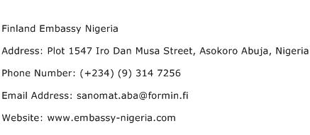 Finland Embassy Nigeria Address Contact Number