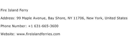 Fire Island Ferry Address Contact Number