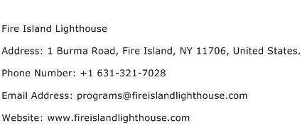 Fire Island Lighthouse Address Contact Number