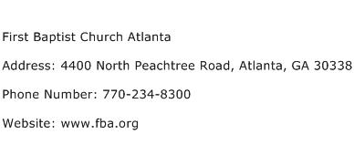 First Baptist Church Atlanta Address Contact Number