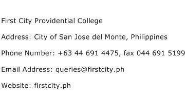 First City Providential College Address Contact Number