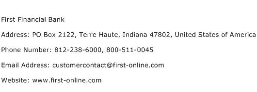 First Financial Bank Address Contact Number
