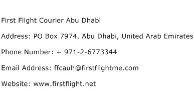 First Flight Courier Abu Dhabi Address Contact Number