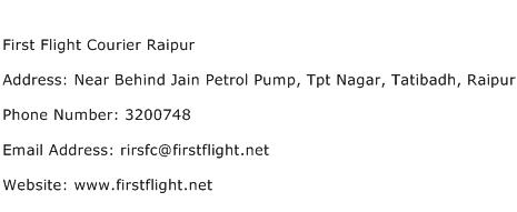 First Flight Courier Raipur Address Contact Number