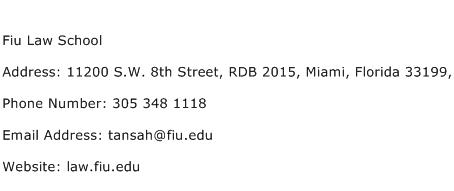 Fiu Law School Address Contact Number