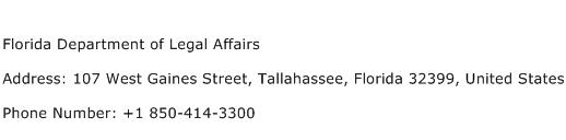 Florida Department of Legal Affairs Address Contact Number