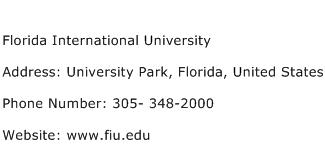 Florida International University Address, Contact Number of Florida International University