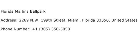 Florida Marlins Ballpark Address Contact Number