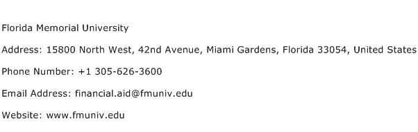 Florida Memorial University Address Contact Number