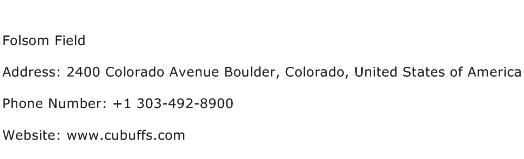 Folsom Field Address Contact Number
