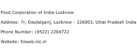 Food Corporation of India Lucknow Address Contact Number