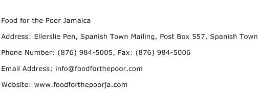 Food for the Poor Jamaica Address Contact Number