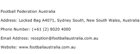 Football Federation Australia Address Contact Number