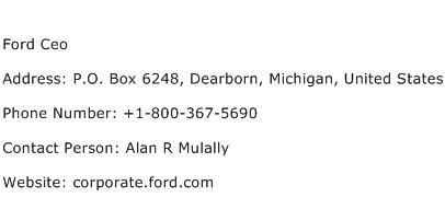 Ford Ceo Address Contact Number