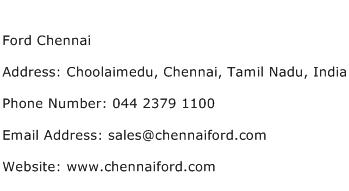 Ford Chennai Address Contact Number