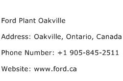 Ford Plant Oakville Address Contact Number