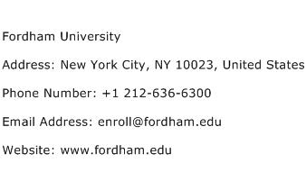 Fordham University Address Contact Number